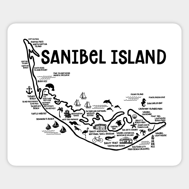 Sanibel Island Map Sticker by fiberandgloss